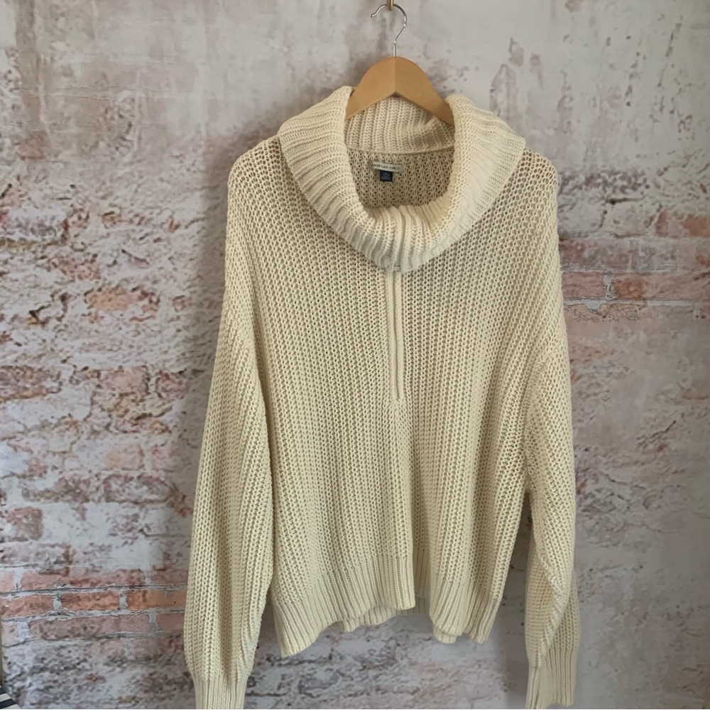 American Eagle Outfitters Cream Cowl Neck Knit Sweater
